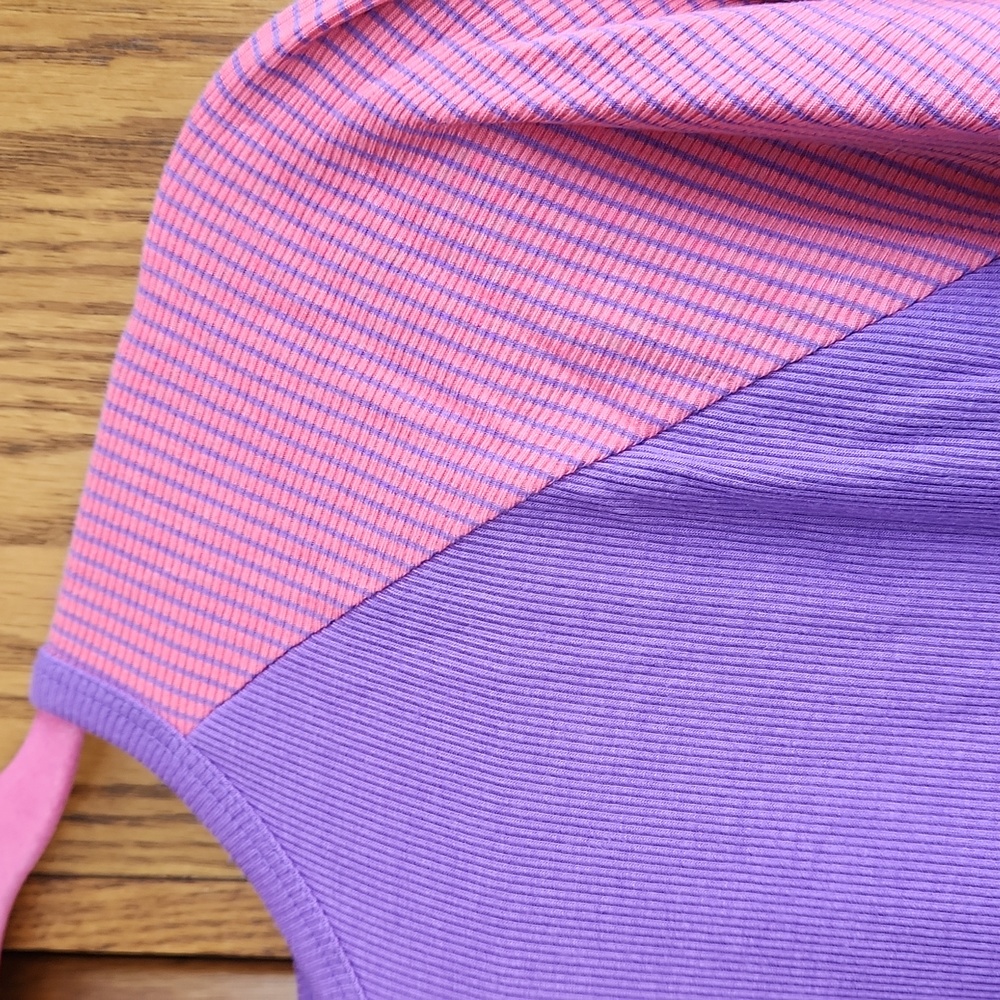 LulaRoe Purple and Pink Raglan Randy - Picture 2 of 5